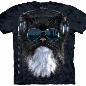The Mountain Cool Cat Headphones Sunglasses Aviator Pilot Adult T-Shirt S-3X
